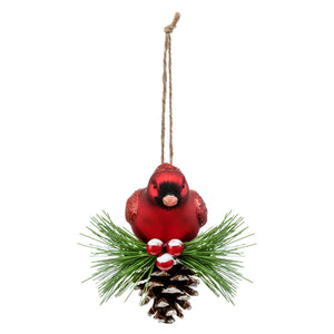 Cardinal on Pinecone Ornament