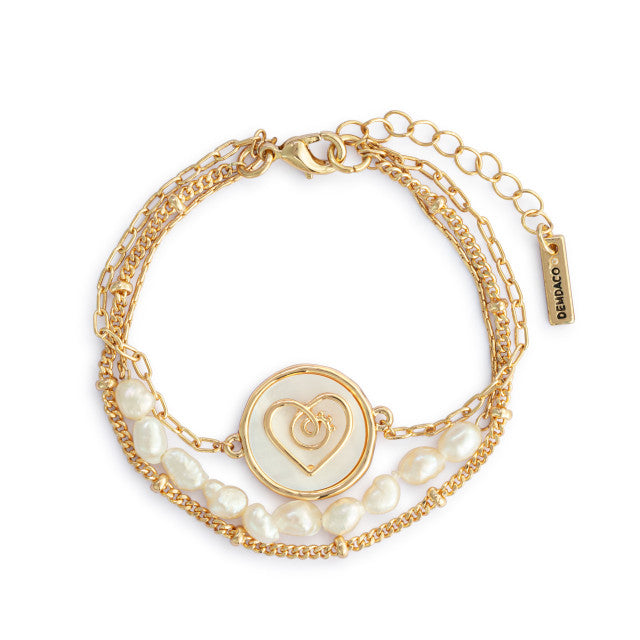 Grateful Heart Mother of Pearl Bracelet - Gold