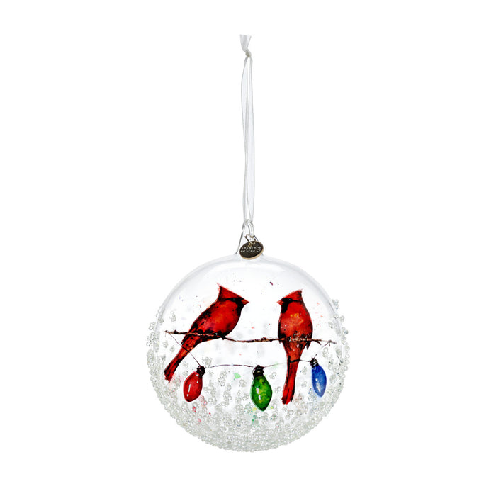 Cardinals on Lightstring Dated Ornament