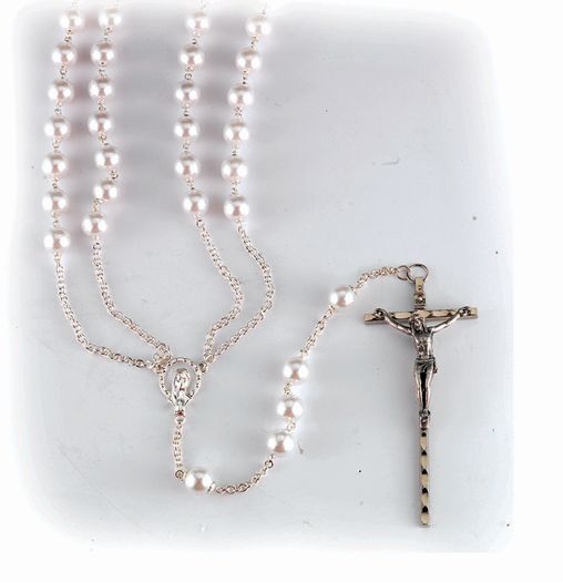 Silver Plated Pearl Lasso Rosary