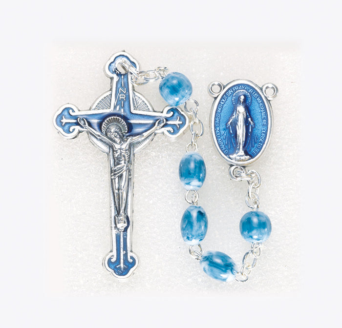 Blue Marble Rosary Beads