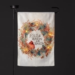 Solar Light Flag, Jesus Wreath