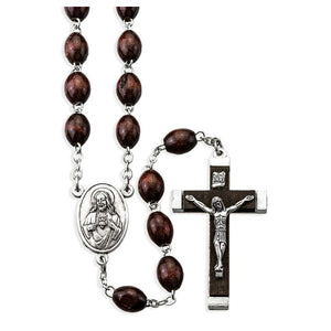 Maroon Wood Oval Rosary