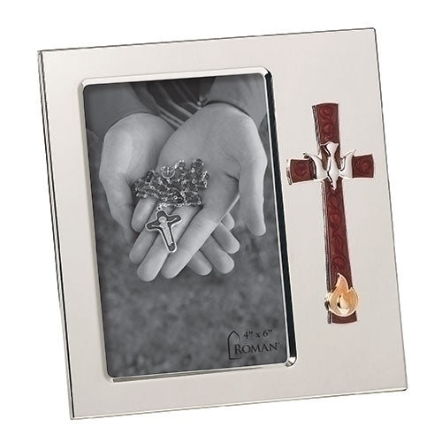 7"H Confirmation Frame 4X6 Dove And Flame Icons