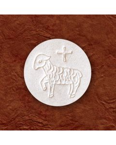 1-3/8"  White Altar Bread,  Lamb Design