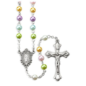 Multi Color 6mm Pearl Rosary