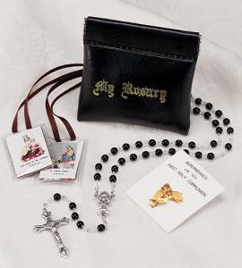 Black First Communion Rosary Kit