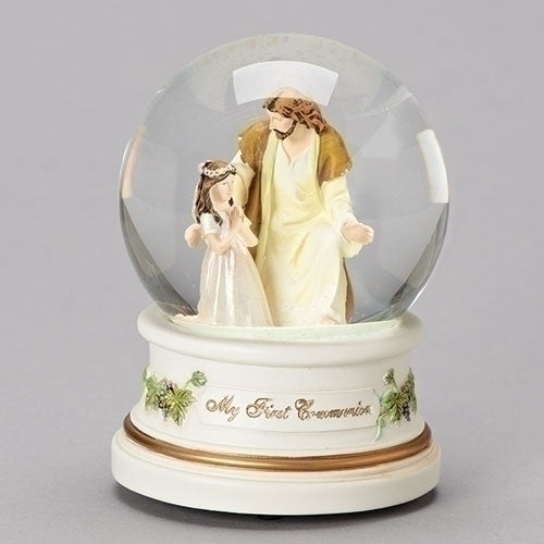 First Communion Girl with Jesus Musical Glitterdome