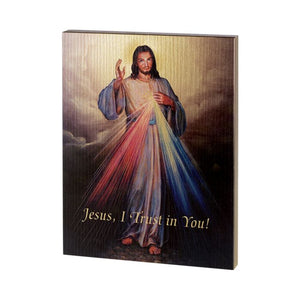 Divine Mercy Gold Embossed Wood Plaque