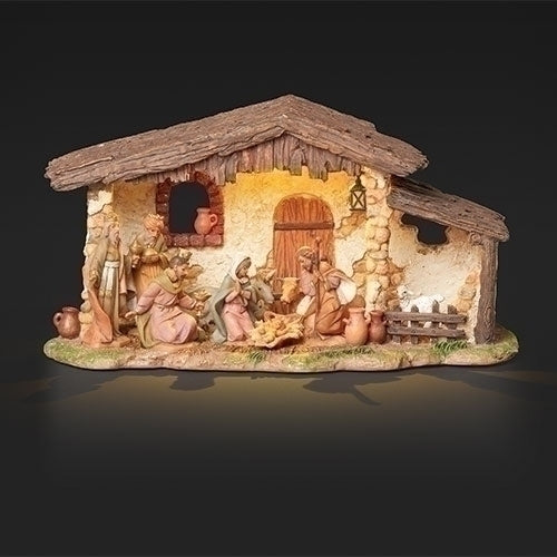 4.75"H LED Musical Nativity Stable; Battery Operated, Not Included