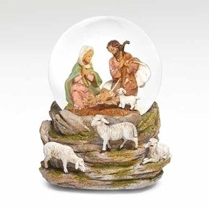 Musical Holy Family Dome 100mm; Sheep Base; Wind up