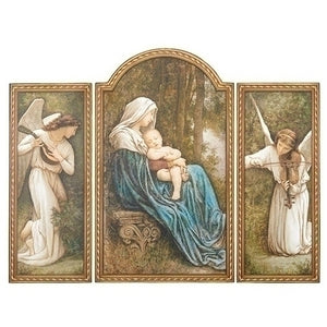 20"H Madonna W/ Child Triptych 26"W