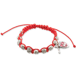 Rose Beads With Red Cord Bracelet