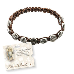 Rosary Bracelet Blessed Beads With Brown Cord