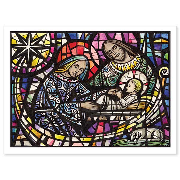 Stained Glass Holy Family Christmas Cards