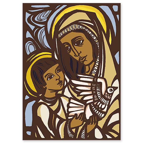 Woodcut Madonna and Child Christmas Cards