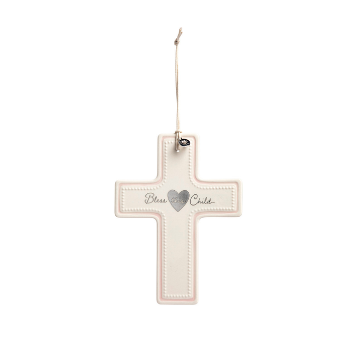 Bless This Child Wall Cross - Pink