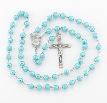 Aqua Lava Bead New England Pewter Rosary