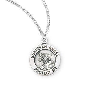 Guardian Angel Round Sterling Silver Medal