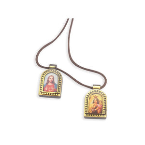 5/8" x 1" Brown Scapular with Gold Edges