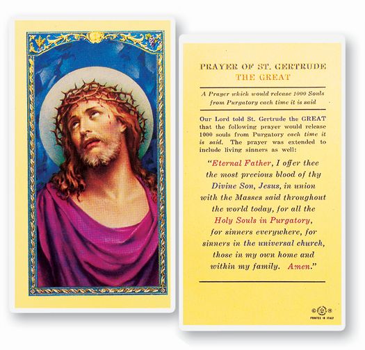 Prayer of St Gertrude the Great Laminated Holy Card