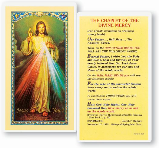 Chaplet of Divine Mercy Laminated Holy Card