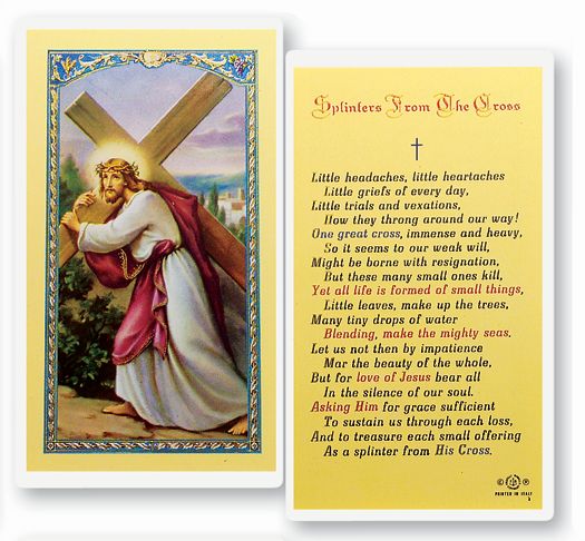 Splinters From The Cross Laminated Holy Card