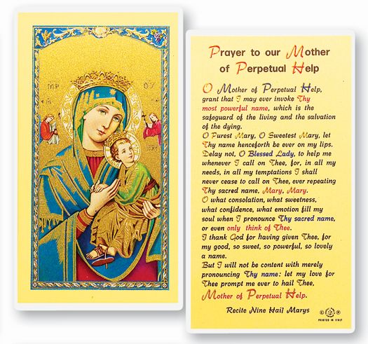 Our Lady of Perpetual Help Laminated Holy Card – Tallys Religious Gifts ...