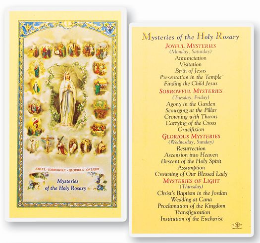 Mysteries of the Rosary Laminted Holy Card – Tally's