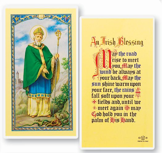 St Patrick, Irish Blessing Laminated Holy Card
