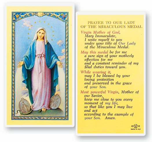 Our Lady of the Miraculous Medal Laminated Holy Card