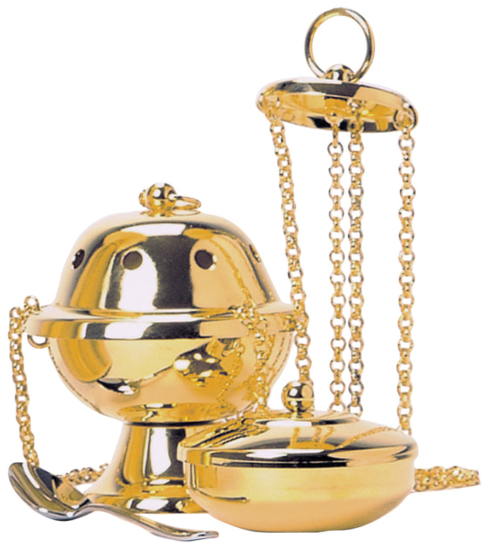 Censer and boat - Gold plated finish