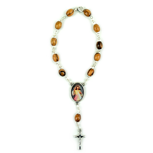 Divine Mercy Olive Wood Auto Rosary