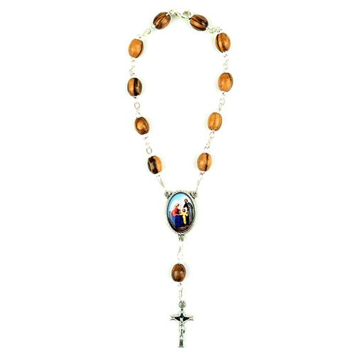 Holy Family Olive Wood Auto Rosary