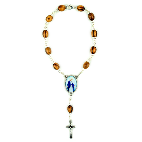 Our Lady of Grace Olive Wood Auto Rosary