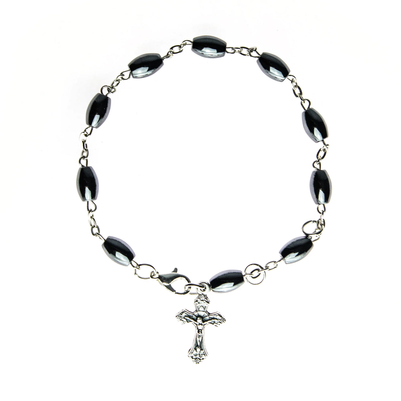 Sterling Silver Double Elastic Rosary Bracelet Black Onyx 10mm Beads - 7  Sorrows Rosaries