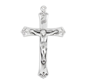 Sterling Silver Flower Tipped Crucifix