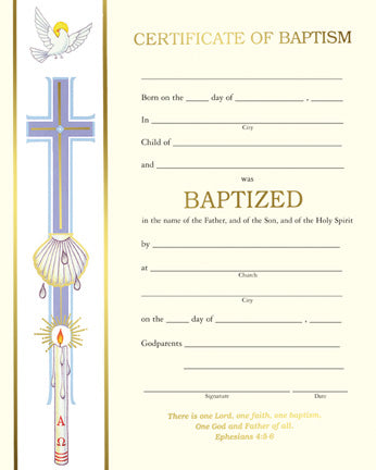 Baptism Certificate (preprinted)