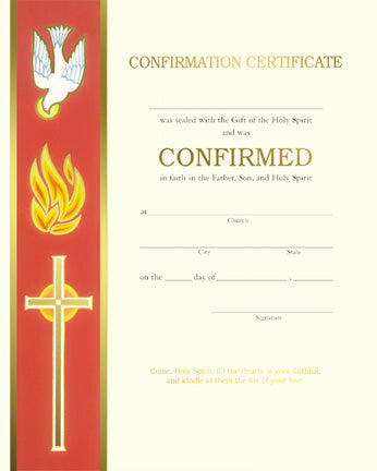 Confirmation Certificate (preprinted)